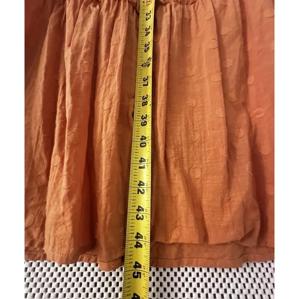 Lush Crochet Dress Women Sz S 4/6 Tiered Midi Ruffle‎ Trim Flowy Feminine Orange